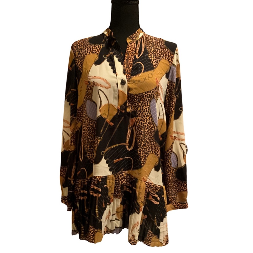 Zara Basic Printed Tunic Dress/Blouse - Size Small